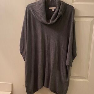 Sejour Charcoal Gray Cowl Neck Button Tunic Sweater